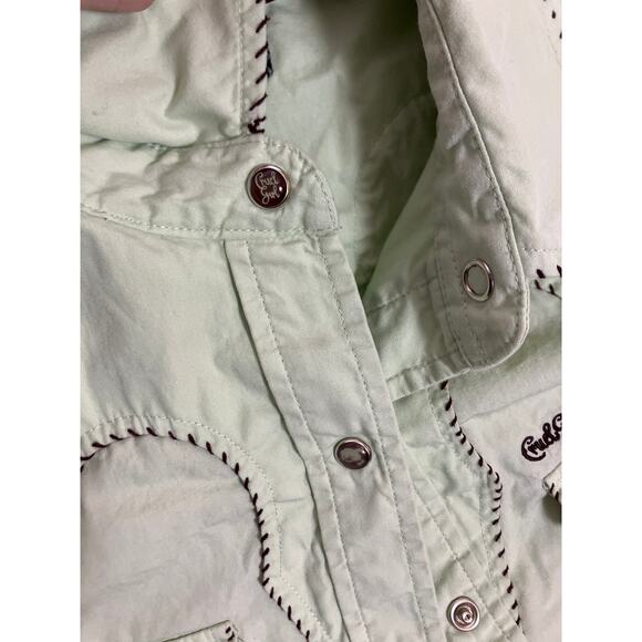 Cruel Girl Mint Green Pearl Snap Western Shirt Medium Sunfaded - Picture 3 of 7